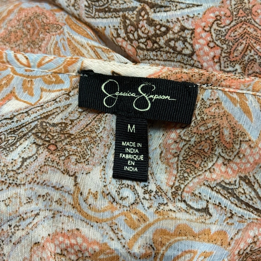 Jessica Simpson Paisley Print Kimono Blakely 3/4 Sleeve Side Slits Gardenia - Picture 5 of 7